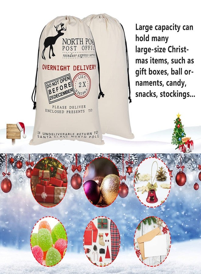 Inspireyee 6 Pack Large Christmas Bag Santa Sacks Xmas Canvas Cotton Xmas Sack Stocking with Drawstrings (Pattern 6, 19.5 X 27.5) - Image 5